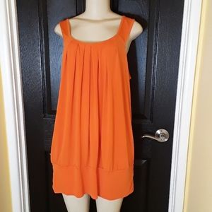 Blousy long tank with front pleating